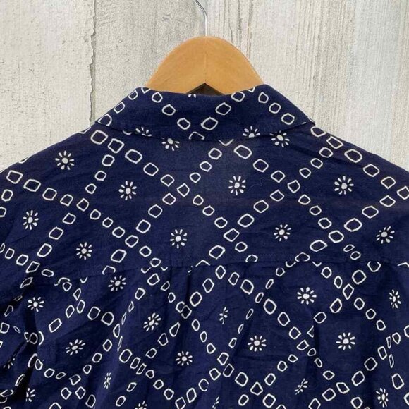ABOUND Button Front Shirt Womens Medium Blue White Geometric Print Cotton - Picture 5 of 8